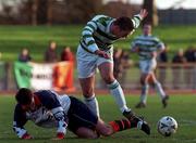 23 January 2000; Aidan Lynch of UCD in action against Billy Woods of Shamrock Rovers during the Eircom League Premier Division match between Shamrock Rovers and UCD at Morton Stadium in Santry, Dublin. Photo by David Maher/Sportsfile