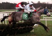 27 December 1999; Change The Script, with Ken Whelan up, 15, jumps the first during The Paddy Power Long Distance Handicap Hurdle at Leopardstown Racecourse in Dublin. Photo by Matt Browne/Sportsfile