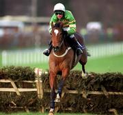 23 January 2000; Istabraq, with Charlie Swan up, clears the last on their way to winning the AIG Europe Champion Hurdle at Leopardstown Racecourse in Dublin. Photo by Matt Browne/Sportsfile