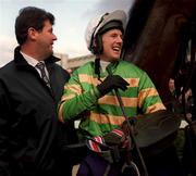 23 January 2000; Owner JP McManus and jockey Charlie Swan after winning the AIG Europe Champion Hurdle with Istabraq at Leopardstown Racecourse in Dublin. Photo by Matt Browne/Sportsfile