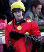 8 January 2000; Jockey David Casey after riding She's Our Mare to third place in the Ladbroke Hurdle at Leopardstown Racecourse in Dublin. Photo by Damien Eagers/Sportsfile