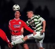 21 January 2000; Dessie Baker of Shelbourne in action against Richie Purdy of Shamrock Rovers during the Eircom League Premier Division match between Shelbourne and Shamrock Rovers at Tolka Park in Dublin. Photo by David Maher/Sportsfile