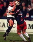 17 December 1999; Emmet Farrell of Leinste in action against Cliff Hytton of Stade Francais during the Heineken European Cup Pool 1 Round 4 game between Leinster and Stade Francais at Donnybrook in Dublin. Photo by Brendan Moran/Sportsfile