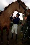 26 December 1999; Jockey Conor O'Dwyer with Native Upmanship after winning the Denny Gold Medal Novice Chase at Leopardstown Racecourse in Dublin. Photo by Ray McManus/Sportsfile
