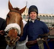26 December 1999; Jockey Conor O'Dwyer with Native Upmanship after winning the Denny Gold Medal Novice Chase at Leopardstown Racecourse in Dublin. Photo by Ray McManus/Sportsfile