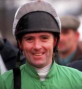 27 December 1999; Jockey Conor O'Dwyer after winning the Paddy Power Future Champions Novice Hurdle, with Youlneverwalkalone, at Leopardstown Racecourse in Dublin. Photo by Matt Browne/Sportsfile