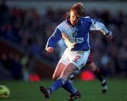 15 January 2000; Damien Duff of Blackburn Rovers shoots to score his side's opening goal during the Nationwide League First Division match between Blackburn Rovers and Huddersfield Town at Ewood Park in Blackburn, England. Photo by David Maher/Sportsfile