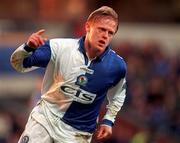 15 January 2000; Damien Duff of Blackburn Rovers celebrates after scoring his side's opening goal during the Nationwide League First Division match between Blackburn Rovers and Huddersfield Town at Ewood Park in Blackburn, England. Photo by David Maher/Sportsfile