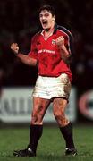 8 January 2000; Munster's David Wallace celebrates his side's victory following the Heineken Cup Pool 4 Round 5 match between Munster and Saracens at Thomond Park in Limerick. Photo by Brendan Moran/Sportsfile