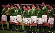 17 November 1999; Republic of Ireland stand for the national anthems prior to the UEFA European Championships Qualifier Play-Off Second Leg match between Turkey and Republic of Ireland at Ataturk Stadium in Bursa, Turkey. Photo by David Maher/Sportsfile