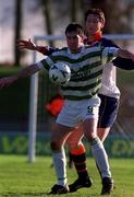 23 January 2000; Clive Delaney of UCD in action against Graham Lawlor of Shamrock Rovers during the Eircom League Premier Division match between Shamrock Rovers and UCD at Morton Stadium in Santry, Dublin. Photo by David Maher/Sportsfile