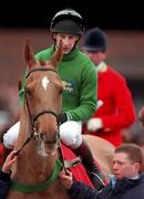 17 March 1998: Jockey Jim Culloty and Red Blazer prior to the start for the Smurfit Champion Hurdle during the opening day of the Cheltenham Racing Festival at Prestbury Park in Cheltenham, England. Photo by Matt Browne/Sportsfile