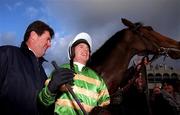 23 January 2000; Owner JP McManus and jockey Charlie Swan after winning the AIG Europe Champion Hurdle with Istabraq at Leopardstown Racecourse in Dublin. Photo by Ray Lohan/Sportsfile
