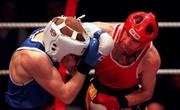22 January 2000; Kevin Cumiskey of Tralee, right, in action against James Moore of Arklow during their Irish National Boxing Championships Welterweight Semi-Final at the National Stadium in Dublin. Photo by Ray Lohan/Sportsfile