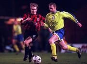 14 January 2000; Kevin Hunt of Bohemians in action against Paddy McGranaghan of Finn Harps during the Eircom League Premier Division match between Bohemians and Finn Harps at Dalymount Park in Dublin. Photo by David Maher/Sportsfile