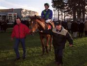 8 January 2000; Mantles Prince, with Fran Berry up, is led into the winners enclosure after winning the Ladbroke Hurdle at Leopardstown Racecourse in Dublin. Photo by Damien Eagers/Sportsfile
