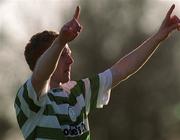 9 January 2000; Sean Francis of Shamrock Rovers celebrates after scoring his side's goal during the Harp Larger FAI Cup Second Round match between Shamrock Rovers and Cork City at Morton Stadium in Santry, Dublin. Photo by David Maher/Sportsfile