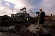 17 January 2000; Liam Mulvihill, Director General of the GAA, watches as the remains of the Hogan Stand is demolished to make way for the beginning of construction on a new stand at Croke Park in Dublin. Photo by Brendan Moran/Sportsfile