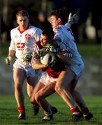 9 January 2000; Paul Conway of Westmeath in action against Brian Keenan, 3, and Aaron Hoey of Louth during the O'Byrne Cup First Round match between Louth and Westmeath at St Mary's GAA Club in Ardee, Louth. Photo by Ray McManus/Sportsfile