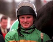 27 December 1999; Jockey Paul Moloney after winning the Paddy Power Festival 3yo Hurdle with Young American at Leopardstown Racecourse in Dublin. Photo by Matt Browne/Sportsfile