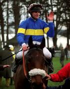 27 December 1999; Jockey Robbie McNally with Inis Cara after winning the Paddy Power Handicap Steeplechase at Leopardstown Racecourse in Dublin. Photo by Matt Browne/Sportsfile
