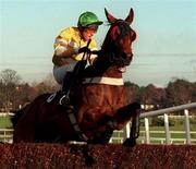 9 January 1999; Ronette with Vincent Keane up jumps the last during the Fitzpatrick Hotel Group Novice Chase at Leopardstown Racecourse in Dublin. Photo by Aoife Rice/Sportsfile
