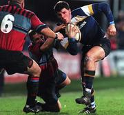 7 January 2000; Leinster's Shane Horgan in action against Gordon Simpson, 6, and Alan Bulloch of Glasgow Caledonians during the Heineken Cup Pool 1 Round 5 match between Leinster and Glasgow Caledonians at Donnybrook in Dublin. Photo by David Maher/Sportsfile