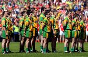 27 May 2007; The Donegal team stand for the national anthem. Bank of Ireland Ulster Senior Football Championship, Donegal v Armagh, MacCumhaill Park, Ballybofey, Co. Donegal. Picture credit: Oliver McVeigh / SPORTSFILE