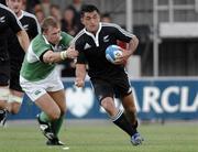29 May 2007; Rua Tipoki, New Zealand Maori, is tackled by Roger Wilson, Ireland A. Barclays Churchill Cup, Ireland A v New Zealand Maori, Sandy Park, Exeter, England. Picture credit: Richard Lane / SPORTSFILE