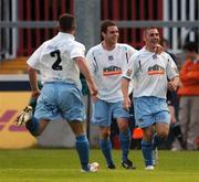 1 June 2007; Derek Glynn, right, Galway United, celebrates after scoring his side's first goal with team-mate's Colm James, left, and John Russell. eircom League of Ireland, Premier Division, St Patrick's Athletic v Galway United, Richmond Park, Dublin. Picture credit: David Maher / SPORTSFILE