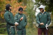 6 November 2014; South Africa's, from left, Victor Matfield, Jean de Villiers and Duane Vermeulen during a visit to the Championship Course at Druids Glen Resort. Druids Glen, Newtownmountkennedy, Co. Wicklow. Picture credit: Pat Murphy / SPORTSFILE
