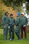 6 November 2014; South Africa's, from left, Victor Matfield, Jean de Villiers, Schalk Burger and Duane Vermeulen during a visit to the Championship Course at Druids Glen Resort. Druids Glen, Newtownmountkennedy, Co. Wicklow. Picture credit: Pat Murphy / SPORTSFILE