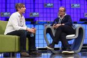 6 November 2014; Mark Pincus, left, Founder, Zynga, Tony Conrad, True Ventures, on the centre stage during Day 3 of the 2014 Web Summit in the RDS, Dublin, Ireland. Picture credit: Stephen McCarthy / SPORTSFILE / Web Summit