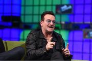 6 November 2014; Bono, Musician, Elevation Partners, on the centre stage during Day 3 of the 2014 Web Summit in the RDS, Dublin, Ireland. Picture credit: Stephen McCarthy / SPORTSFILE / Web Summit