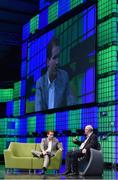 6 November 2014; Joe Lonsdale, Founder & GP, Formation 8, in Conversation with & Matthew Bishop, The Economist, on the centre stage during Day 3 of the 2014 Web Summit in the RDS, Dublin, Ireland. Picture credit: Stephen McCarthy / SPORTSFILE / Web Summit