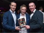 6 November 2014; Former Mayo Footballer Conor Mortimer, centre, with co writer Jackie Cahil, right, and former Mayo footballer Kevin O'Neilll at the launch of their the book 'A Day in the Life of the Mayo Football Team' by Conor Mortimer. Grafton Lounge, Duke Lane, Dublin. Picture credit: Matt Browne / SPORTSFILE