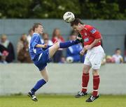 20 May 2007; Michael Barker, Shelbourne, in action against Daniel Purdy, Crumlin United. U13 Final for FAI, Shelbourne v Crumlin United, Home Farm FC, Whitehall, Dublin. Picture credit: Ray Lohan / SPORTSFILE