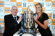 31 May 2007; Chairman of the eircom League of Ireland Paddy McCaul with Republic of Ireland international goalkeeper Emma Byrne at the FAI Ford Senior Cup 2nd Round DraW, The Heritage, Killinard, Co Laois. Picture credit: Brendan Moran / SPORTSFILE