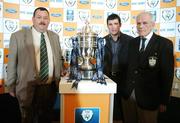 31 May 2007; At the FAI Ford Senior Cup 2nd Round Draw are, from left, Tony Connaughton, Nicky Moran and Davey Byrne, all from Athlone Town, who were drawn against Dundalk FC. The Heritage, Killinard, Co Laois. Picture credit: Brendan Moran / SPORTSFILE
