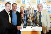 31 May 2007; At the FAI Ford Senior Cup 2nd Round Draw are, from left, Noel Byrne, Paraic Fogarty and Caroline Rhatigan, Kilkenny City and Michael Carey, Kildare County FC. The Heritage, Killinard, Co Laois. Picture credit: Brendan Moran / SPORTSFILE