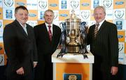 31 May 2007; At the FAI Ford Senior Cup 2nd Round Draw are, from left, Bernie O'Connell and Tony Cousins, Galway United with John McNulty, Finn Harps. The Heritage, Killinard, Co Laois. Picture credit: Brendan Moran / SPORTSFILE