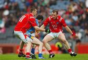 3 June 2007; J.P. Dalto, Wicklow, is tackled by Louth players Mark Brennan, left, and Mark Stanfield. Bank of Ireland Leinster Senior Football Championship 2nd Replay, Louth v Wicklow, Croke Park, Dublin. Picture credit: Ray McManus / SPORTSFILE