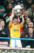 3 June 2007; Antrim's Sean Delargy holds aloft the Liam Harvey cup. Guinness Ulster Senior Hurling Championship Final, Antrim v Down, Casement Park, Belfast, Co Antrim. Picture credit: Oliver McVeigh / SPORTSFILE