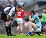 3 June 2007; Referee Padraig Hughes checks on the welfare of Wicklow's Alan Byrne. Bank of Ireland Leinster Senior Football Championship 2nd Replay, Louth v Wicklow, Croke Park, Dublin. Picture credit: Ray McManus / SPORTSFILE