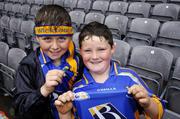 3 June 2007; Nine-year-old Wicklow supporters Danny McLoughlin, left, and Sean Keaney, both from Blessington, cheer on their team. Bank of Ireland Leinster Senior Football Championship 2nd Replay, Louth v Wicklow, Croke Park, Dublin. Picture credit: Ray McManus / SPORTSFILE