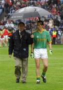 3 June 2007; Meath captain Anthony Moyles is escorted to the toss by Chief Stewart John Leonard. Bank of Ireland Leinster Senior Football Championship, Meath v Dublin, Croke Park, Dublin. Picture credit: Ray McManus / SPORTSFILE