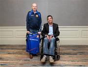 7 November 2014; South Africa rugby legend Joost van der Westhuizen, right, pictured with former Antrim football captain Anto Finnegan. Anto has inspired #GameForAnto, which sees Jim Gavin's Dublin side face an Irish News Ulster Allstar team at Kingspan Stadium, home of Ulster Rugby in Belfast, on November 15th. Both former elite athletes, they discussed the similarities of their lifestyles and living with Motor Neuron Disease, (MND), as well as the awareness and research campaigns of their respective foundations, J9 and deterMND. Double Tree by Hilton Hotel, Burlington Road, Dublin. Picture credit: Piaras Ó Mídheach / SPORTSFILE