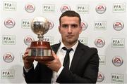 7 November 2014; St. Patrick's Athletic's Christy Fagan who won the PFA Ireland Player of the Year Award at the PFA Ireland Awards 2014. The Gibson Hotel, Dublin. Photo by Sportsfile