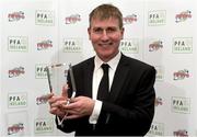 7 November 2014; Dundalk's Stephen Kenny who won the PFA Ireland Manager of the Year Award at the PFA Ireland Awards 2014. The Gibson Hotel, Dublin. Photo by Sportsfile
