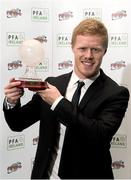 7 November 2014; Dundalk's Daryl Horgan who won the PFA Ireland Young Player of the Year Award at the PFA Ireland Awards 2014. The Gibson Hotel, Dublin. Photo by Sportsfile